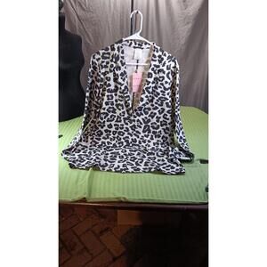 270 Serra Women's Oversized Leopard Print Blazer - Size L
